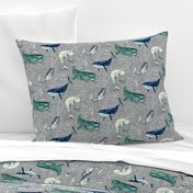 Atlantis Whales (grey) MED 