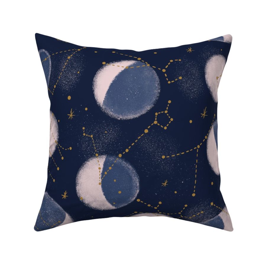 Zodiac Constellations with moon phases Fabric | Spoonflower