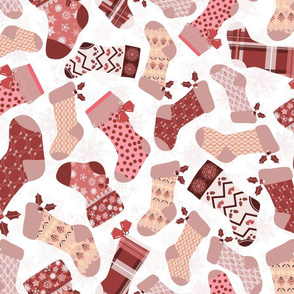 Christmas Stockings - Pink and Beige