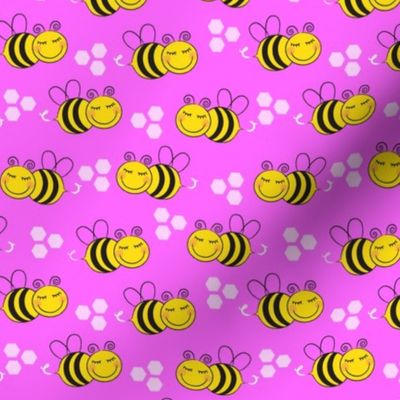 medium bees-with-hexagons-on-pink