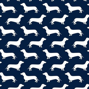 Dachshund Breed - Weiner dog fabric - navy
