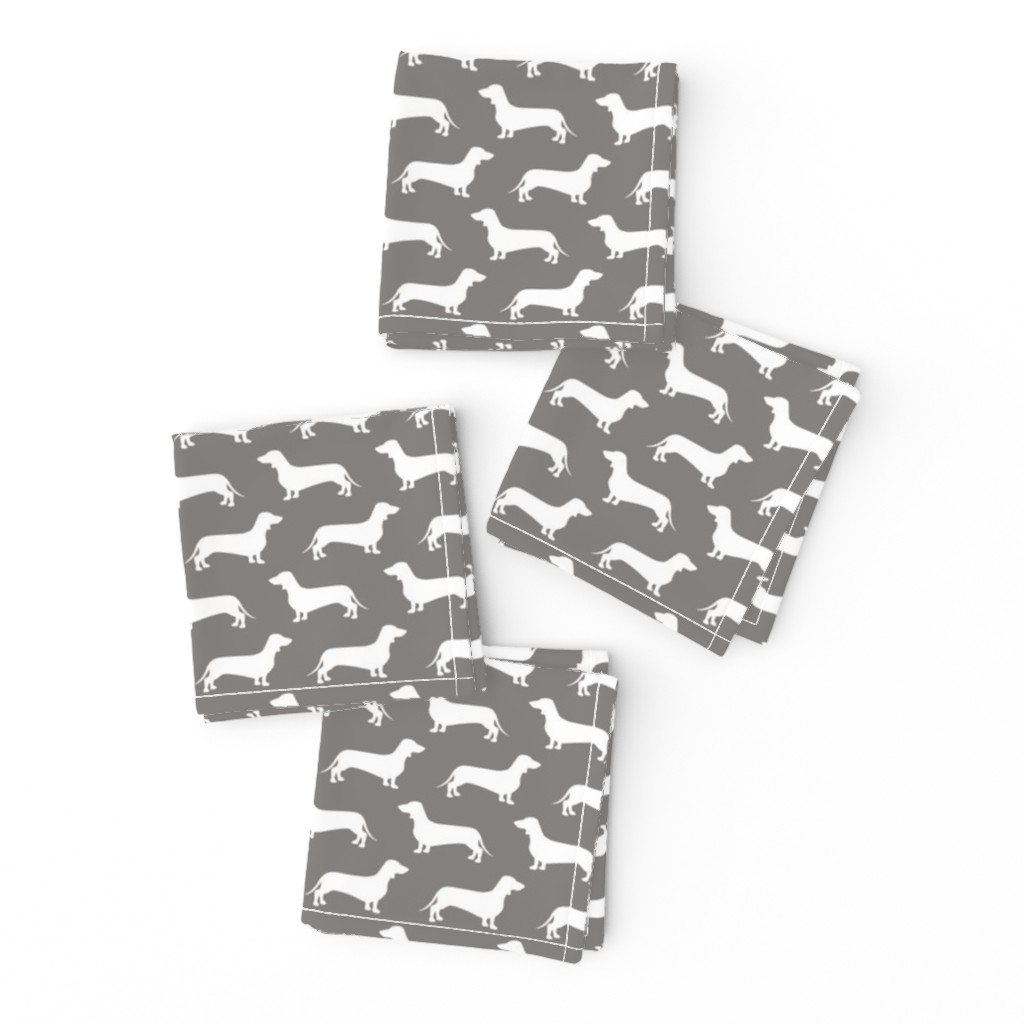 Dachshund Breed - Weiner dog fabric - grey