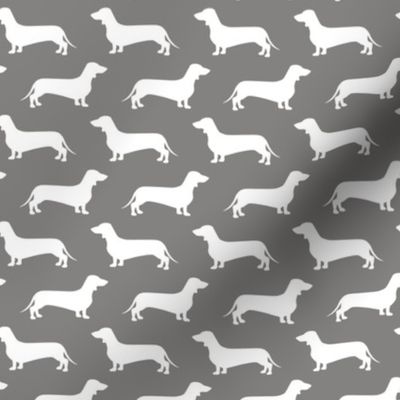 Dachshund Breed - Weiner dog fabric - grey