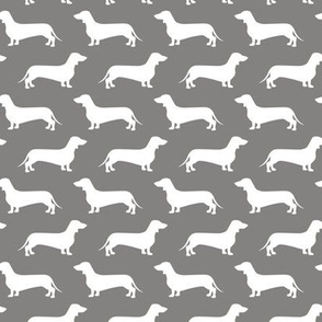Dachshund Breed - Weiner dog fabric - grey