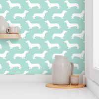 Dachshund Breed - Weiner dog fabric - aqua