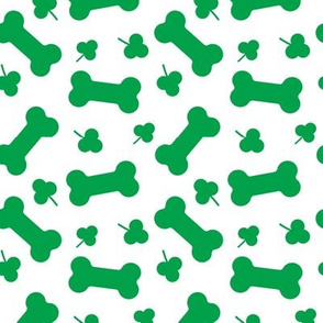 Dog Treat Bones and shamrocks - St Patricks Day - green on white