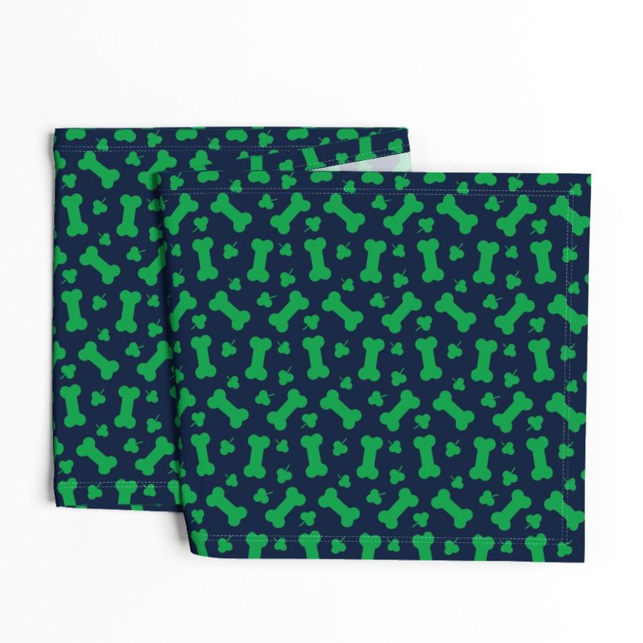 Dog Treat Bones and shamrocks - St Patricks Day - green on navy