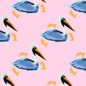 Pelicans in Pink