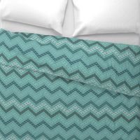 Scandi Flowers - Blue and Green - Flower Chevron Coordinate