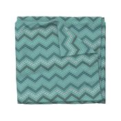 Scandi Flowers - Blue and Green - Flower Chevron Coordinate