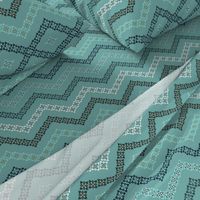 Scandi Flowers - Blue and Green - Flower Chevron Coordinate