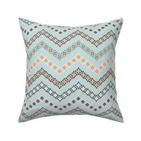 Scandi Flowers - Blue and Orange - Flower Chevron Coordinate