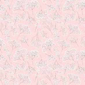 Flowers Baby's Breath on Blush Pink 
