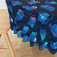 Large Cute cats zodiac pattern. Kawaii astrology animals design. Big.