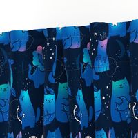 Large Cute cats zodiac pattern. Kawaii astrology animals design. Big.