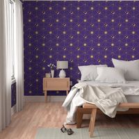 Golden Moon Stars Sun hexagons mosaic purple