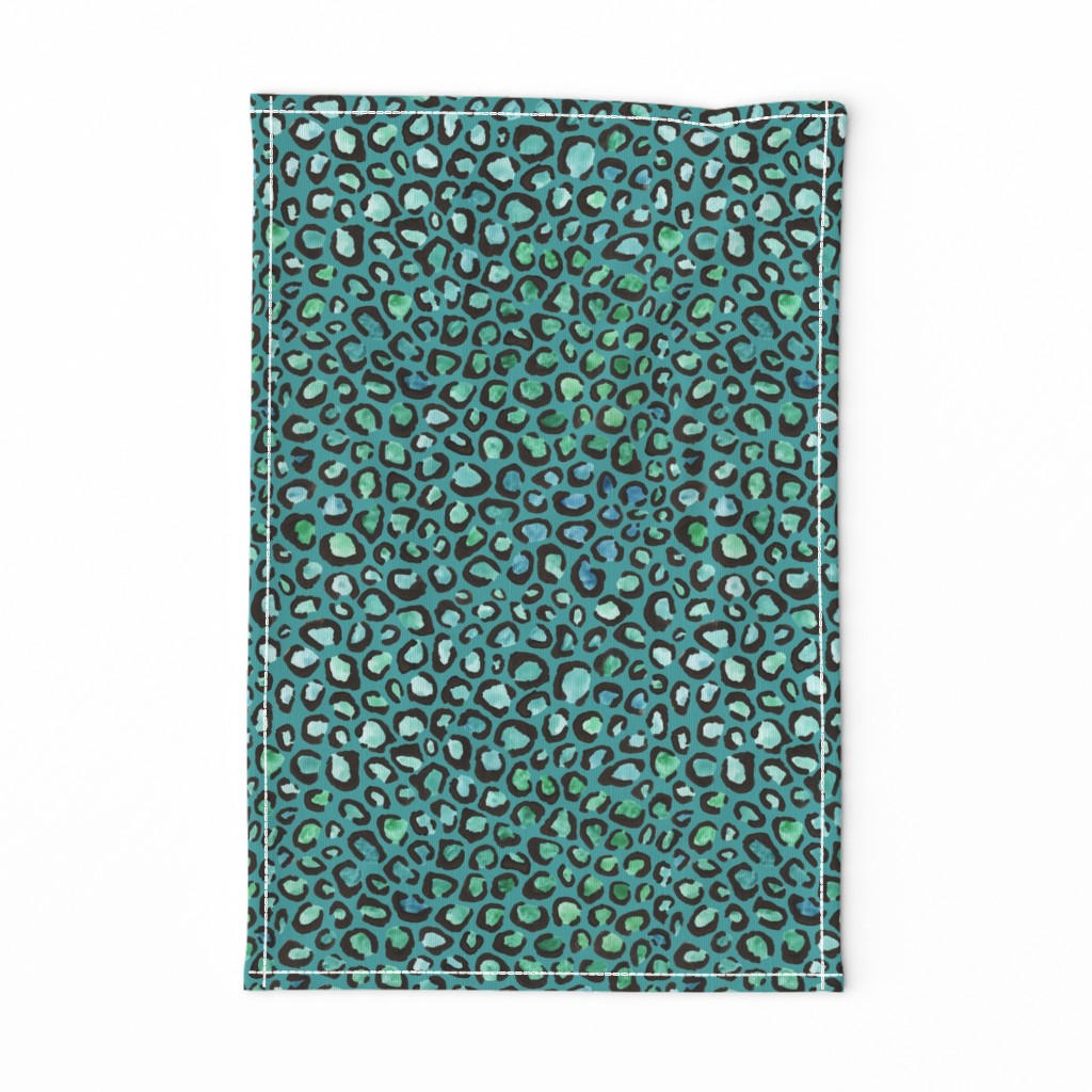 Blue and Green cheetah print - teal background