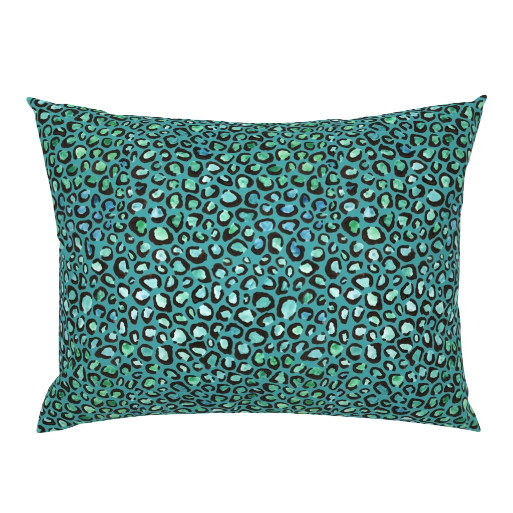 Blue and Green cheetah print - teal background