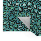 Blue and Green cheetah print - teal background