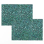 Blue and Green cheetah print - teal background