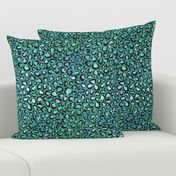 Blue and Green cheetah print - teal background