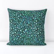 Blue and Green cheetah print - teal background