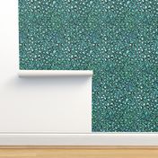 Blue and Green cheetah print - teal background