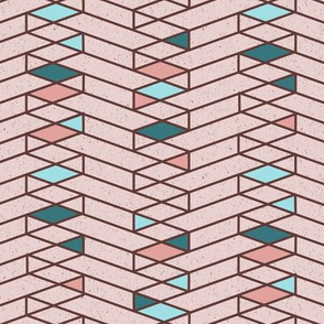 Stacked Lines Modern Minimal Pink // abstract minimalist pattern modern lines geometric triangle pink cream fabric