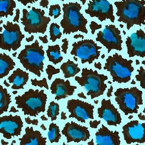Vibrant blue animal print - light blue background