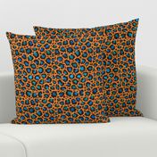 Vibrant blue animal print - orange background