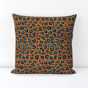 Vibrant blue animal print - orange background