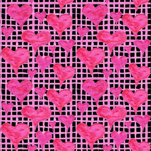 xoxoxo  Valentine  watercolor pink hearts