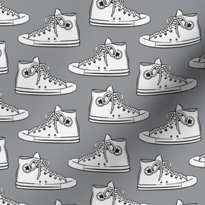 Retro Shoes - White on Grey - Chucks