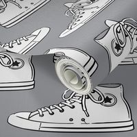 Retro Shoes - White on Grey - Chucks