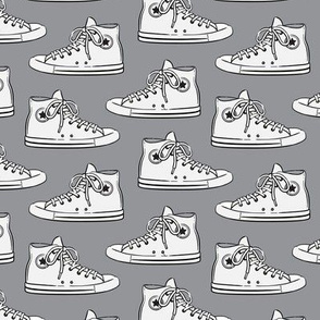 Retro Shoes - White on Grey - Chucks