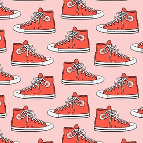 Retro Shoes - red on pink - Chucks