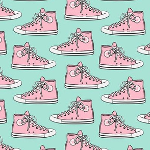 Retro Shoes - pink on aqua - Chucks