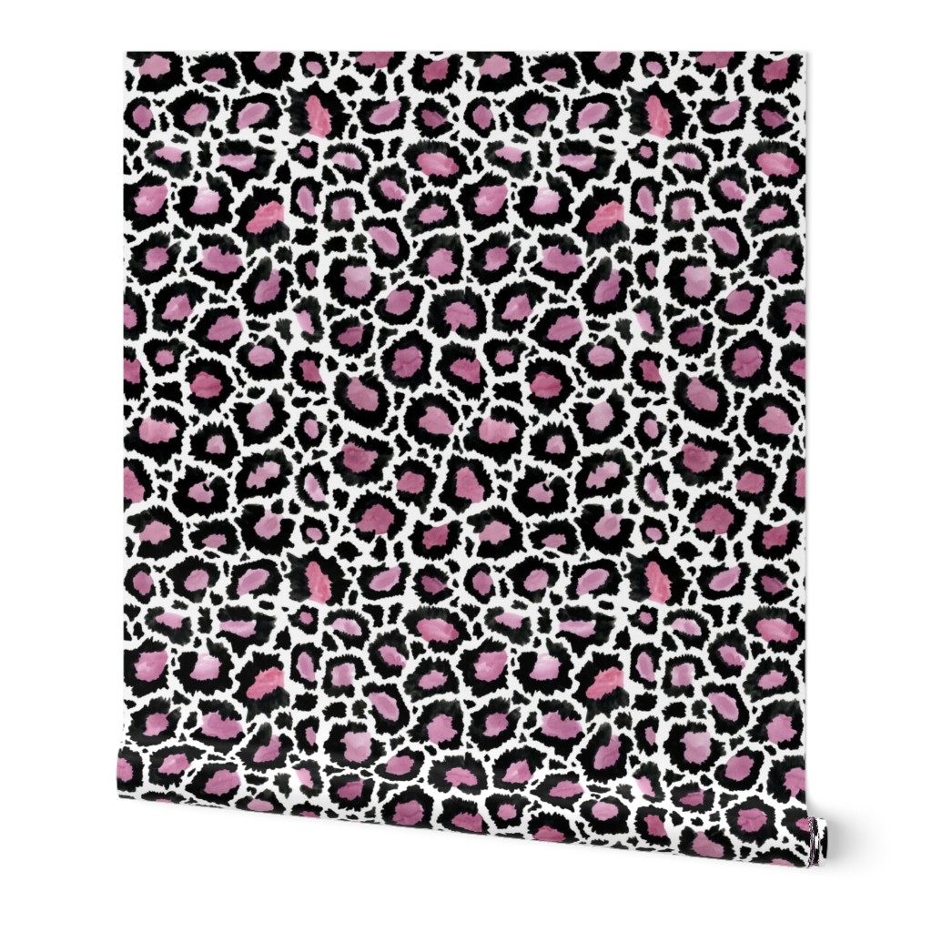 pink animal print - white