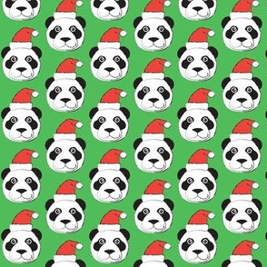 panda-faces-with-santa-hat-on-bright-green