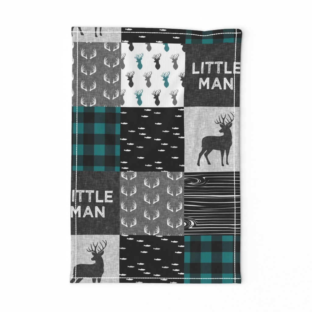 little man - teal and black (buck) quilt woodland C18BS
