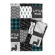 little man - teal and black (buck) quilt woodland C18BS