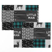 little man - teal and black (buck) quilt woodland C18BS