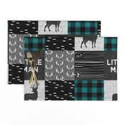 little man - teal and black (buck) quilt woodland C18BS