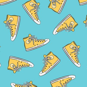 Retro Shoes - yellow on blue toss - Chucks