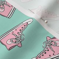 Retro Shoes - pink on aqua toss - Chucks