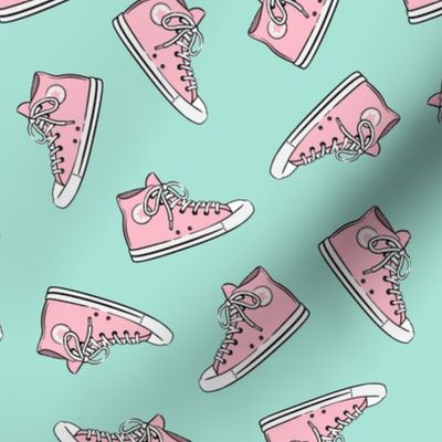 Retro Shoes - pink on aqua toss - Chucks