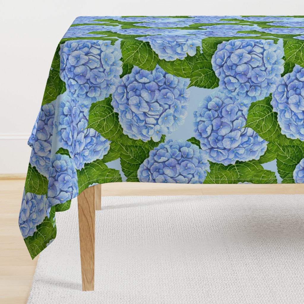 Blue hydrangea watercolor pattern