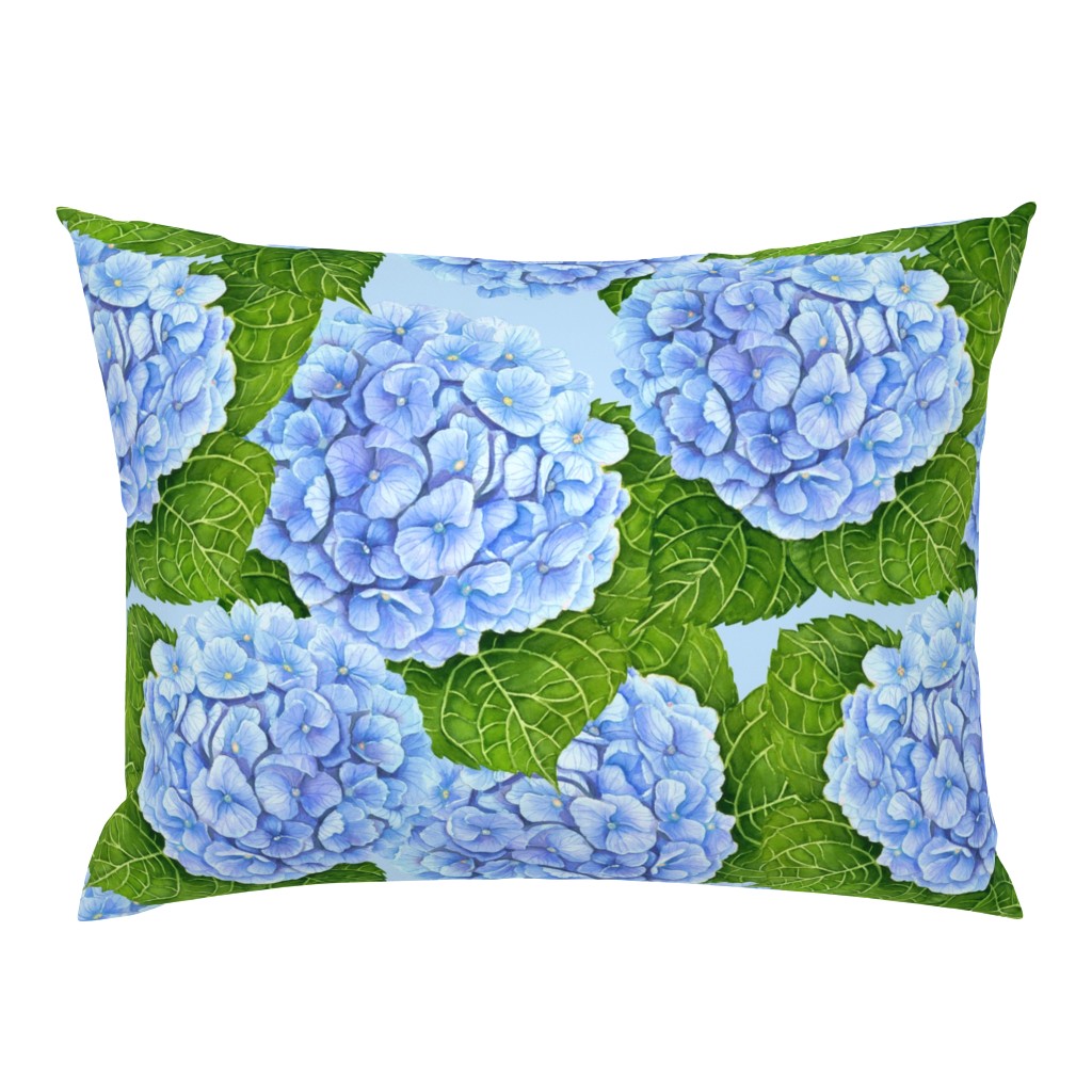 Blue hydrangea watercolor pattern