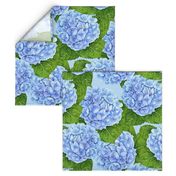 Blue hydrangea watercolor pattern