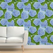 Blue hydrangea watercolor pattern